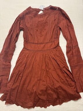 Free People Long-Sleeve Embroidered Dress